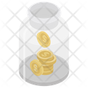 Saving Coins Collection Coins In Jar Icon