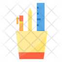 School Supply Stationery Pencil Holder Icon
