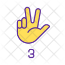 Signing Digit Three In Asl  Icon