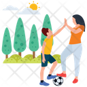 Soccer Playing Football Playing Family Fun Icon