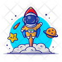 Spaceman On Spaceship Icon