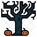 Spooky Tree Icon - Download in Colored Outline Style