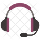 Striped Headphones With Mic Headphone Music Icon