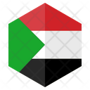 Sudan Flag Hexagon Icon