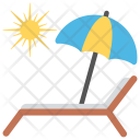 Sunbath Chair Umbrella Icon