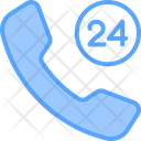 Twenty Four Call Center Service 24 Hours Support Icon