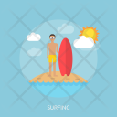 Surfing Holiday Recreation Icon