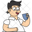Tea Drinking Man Tea Cartoon Icon