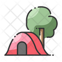 Tent Tree Camping Icon