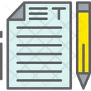 Text Paper Icon - Download in Colored Outline Style