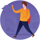 Tourist Man Pointing Person In Hurry Icon