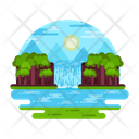 Tropical Waterfall Icon