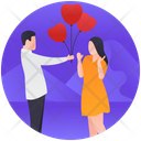 Pre Wedding Dating Couple Couple With Balloons Icon
