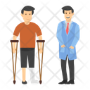 Walking Aid Disbaled Person Crutches Icon