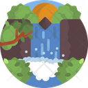 Nature Waterfall Tree Icon