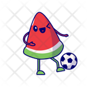 Watermelon Playing Soccer Playing Soccer Cute Icon