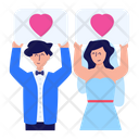 Wed Couple Placards Icon