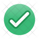 White check mark on green circle flat design  Icon