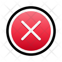 White cross mark on red circle black border  Icon