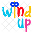 Wind Up Clockwork Key Typography Words Icon