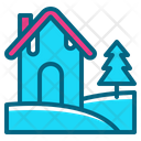 House Christmas Decoration Snow Tree Icon