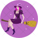 Witch Broom Haunted Icon