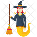 Witch Girl Broom Icon