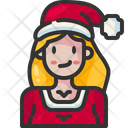 Woman Santa Hat Caucasian Icon