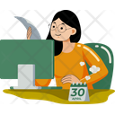 Woman Working With Computer Woman Working Employee Icon