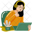 Woman Working With Laptop Woman Working Employee Icon