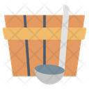 Wooden Bucket And Ladle Icon