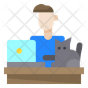 Man Cat Laptop Icon