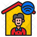Worker Home Man Icon