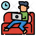 Work From Home Icon Labtop Work On Couch Icon