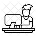 Working On Computer  Icon