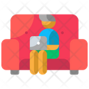 Working On Couch Couch Home Office Icon