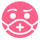 Pink Worried Coronavirus Icon