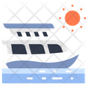 Yacht And Sun Travelling Summer Icon