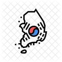 한국 한국 지도 한국 국기 지도 아이콘