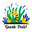 こっそり覗く、蛇、ヘビ アイコン