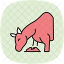 干し草を食べる馬  アイコン