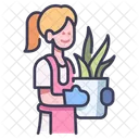 정원 여자 원예 아이콘
