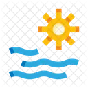 바다 바다 태양 아이콘