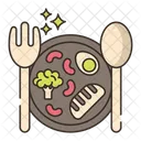 아침식사 시계 시계 아이콘