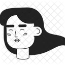 幸せそうな長髪の白人女性  アイコン