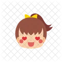 소녀 이모티콘 하트 모양 눈 아이콘