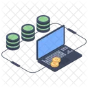 ビットコイン データベース、ビットコイン サーバー、暗号通貨サーバー アイコン