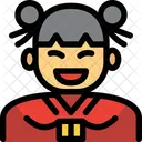 中国の女の子、幸せな女の子、女の子 アイコン