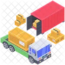 貨物コンテナの積み込み  アイコン