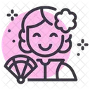 伝統的、アジア、女性 アイコン